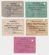 5 Banknoten Neustadt In Westpreußen Wejherowo 5.8.1914 (122134) - Ohne Zuordnung