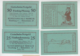 25 & 50 Pfennig Banknoten Notgeld Hamburg Kunstanstalt Merkur 1920 (116242) - Sin Clasificación