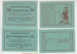25 & 50 Pfennig Banknoten Notgeld Hamburg Kunstanstalt Merkur 1920 (116242) - Ohne Zuordnung