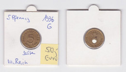 5 Pfennig Messing Münze 3.Reich 1936 G Jäger 363 (103543) - 5 Reichspfennig