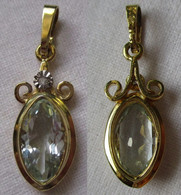 Eleganter 333er Gold Kettenanhänger Mit Aquamarin Und Kleinem Diamant (115672) - Halsketten