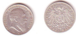 2 Mark Silber Münze Baden Großherzog Friedrich 1904 (MU0985) - 2, 3 & 5 Mark Silver