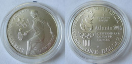 1 Dollar Silber Münze USA Olympiade 1996 Atlanta 1996 D Tennisspielerin (127018) - Gedenkmünzen