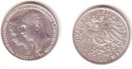 2 Mark Silber Münze Mecklenburg Schwerin Hochzeit 1904 (BN0883) - 2, 3 & 5 Mark Silver