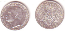 3 Mark Silber Münze Ernst Ludwig Großh. Von Hessen 1910 (MU0676) - 2, 3 & 5 Mark Silver