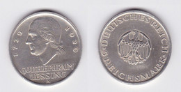 5 Mark Silber Muenze Weimarer Republik Lessing 1929 A (131325) - 2, 3 & 5 Mark Zilver