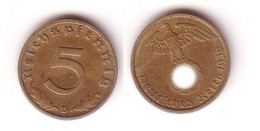 5 Pfennig Messing Münze 3.Reich 1936 D Jäger 363 (112030) - 5 Reichspfennig