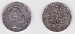 5 Mark Silber Münze Hessen Großherzog Ludwig III 1876 H Ss (140445) - 2, 3 & 5 Mark Silver