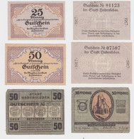 25 + 2x 50 Pfennig Banknoten Notgeld Stadt Hadersleben 1917 + 1919 (136375) - Danemark