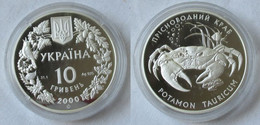 10 Hryven Silber Münze Ukraine 2000 Bedrohte Tierwelt Süßwasserkrabbe (100005) - Ucrania
