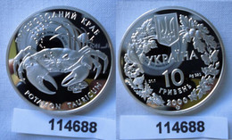 10 Hryven Silber Münze Ukraine 2000 Bedrohte Tierwelt Süßwasserkrabbe (114688) - Ucraina