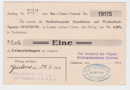 Eine Mark Banknote 1914 Mecklenburg-Schwerin, Güstrow 1914 (132598) - Non Classés