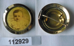 Wunderbare Brosche 585er Gold Mit Babybild Um 1920 (112929) - Broches