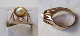 Extravaganter 585er Gold Ring Mit Schön Gefasster Perle (118670) - Anelli