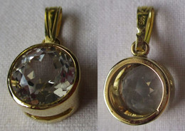 Hochwertiger 585er Gold Kettenanhänger Mit Weißem Topas (110307) - Halsketten