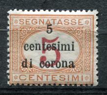 Z3149 ITALIA TERRE REDENTE Trento E Trieste 1919 Segnatasse, 5 C. Su 5 C., MNH**, Sassone 1, Valore Catalogo € 35, Ottim - Trente