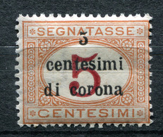 Z3151 ITALIA TERRE REDENTE Trento E Trieste 1919 Segnatasse, 5 C. Su 5 C., VARIETA', Non Catalogata, 5 Cent. In Sovrasta - Trente