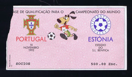 C15 B2-1) Football Stub Ticket PORTUGAL-ESTONIA (3-0) S.L. Benfica Stadium 10.11.1993 World Championship Qualify - Andere & Zonder Classificatie