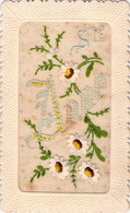 Carte Brodée Ste Anne Fleurs Blanches - Embroidered