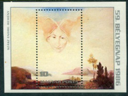 HUNGARY 1986 Stamp Day: Paintings Block MNH / **.  Michel Block 185A - Ongebruikt