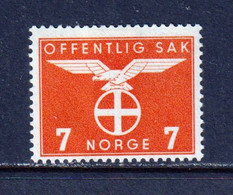 NORWAY - 1942-44 Official  7o Hinged Mounted Mint - Service