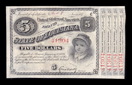 Estados Unidos United States Bono 5 Dollars 1878 State Of Louisiana SC UNC - Other & Unclassified