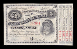 Estados Unidos United States Bono 5 Dollars 1878 State Of Louisiana SC UNC - Otros & Sin Clasificación