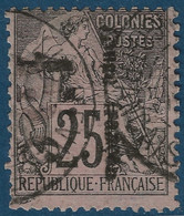 Congo N°7b 15c Sur 25c Obl Dateur De LIBREVILLE Variété 5 Quasi Absent RR & TTB Signé SCHELLER - Used Stamps