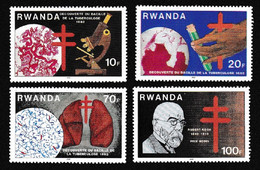 Rwanda Dr. Koch Discovery Of Tubercle Bacillus 4v 1982 MNH SG#1117-1120 SC#1103-1106 CV£11.10 - 1980-89: Ongebruikt