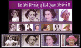 South Georgia 80th Birthday Of HM Queen Elizabeth II 4v+MS 2006 MNH SG#417-421 CV£11.75 - Georgias Del Sur (Islas)