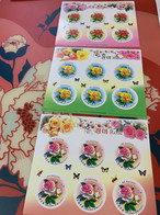 Korea Stamp Roses Butterfly Insect Sheets Imperf Set - Corea Del Nord