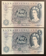 EMP B312 Serial Z68 256954 And B314 Serial 15A 858855 Five Pound Banknotes - 5 Pounds