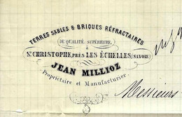 1871 Lettre Terres Sables Réfractaires Moules Pour Industrie Jean Millioz à St Christophe Pour Schneider  Le Creusot - 1800 – 1899