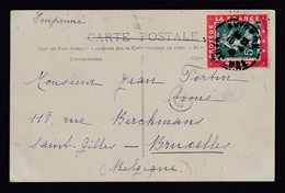 DDBB 460 - Carte-Vue TP Semeuse AVIGNON 1910 Vers Bruxelles - Porte-Timbre DIEU PROTEGE LA FRANCE - 1900-02 Mouchon