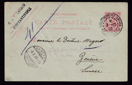 DDBB 463 - Entier Mouchon Du LEVANT - CONSTANTINOPLE - GALATA (Poste Française En Turquie) 1908 Vers GENEVE - Covers & Documents