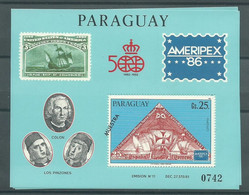 210041146  PARAGUAY.  YVERT   HB SOUVENIR AMERIPEX 86 **/MNH - Paraguay