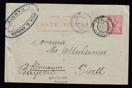 DDBB 471 - Entier Mouchon CRETE 10 C Cachet Perlé CANDIE Crète 1903 Vers FUERTH Allemagne - Otros & Sin Clasificación