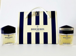 2  Miniatures De Parfum   BOUCHERON  EDT  Pour HOMME Et LOTION APRES RASAGE 5 Ml + Boite SAC - Miniaturas Hombre (en Caja)