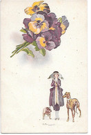 Illustrator - S. Bompard - Art Deco, Elegant Woman, Greyhound, Englisch Bulldog, Violets, Femme Elegante, Chapeau - Bompard, S.