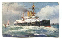 HMS Majestic, British Battleship - 1908 Used Postcard - Warships