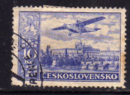 CZECH REPUBLIC REPUBBLICA CECA CZECHOSLOVAKIA CESKA CECOSLOVACCHIA 1930 AIR POST MAIL AIRMAIL FOKKER OVER PRAGUE10K USED - Poste Aérienne