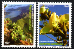 Polynésie Française 2022 - Plantes Endémiques En Danger - 2 Val Neuf // Mnh - Unused Stamps