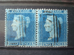 GB SG Nr 34 2p Blue White Lines T14 With Watermark Large Crown In Pair - Gebruikt