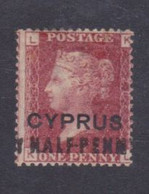 1881 - CIPRO - HALF PENNY ON ONE PENNY - PLATE 205 - LIGHTLY HINGED - CAT.ST GIBBONS N.3 - IRREGULAR OPTD - - Chypre (...-1960)