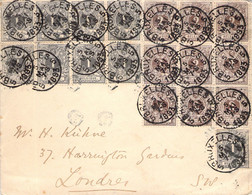 COB 43 X 9 Et 44 X 9 Sur Lettre De Bruxelles à Londres - 1893 - 1893-1900 Schmaler Bart