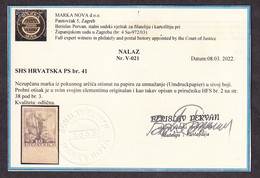 SHS CROATIA PS No. 41 - Short Opinion Pervan - Imperforate Stamp From Trial Sheet Printed On Paper For Mul ... / 3 Scans - Nuevos