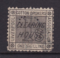 Liverpool Cotton Association . Cotton Brokers  1/-  Grey.  Barefoot 23. Good Used - Fiscaux