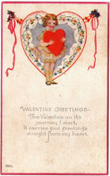 Fêtes : Saint Valentin - Valentine Greetings : This Valentine On It's Journey . Petite Fille Portant Un Coeur : N° 70SA - Valentinstag