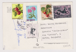 Italy SAN MARINO View Postcard CPA 1977 With Many Topic Color Stamps Fruits, Flower, Constellation To Bulgaria (58834) - Briefe U. Dokumente