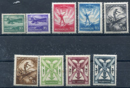 HUNGARY 1933 Airmail Definitive Set ** / *  Michel 502-10 - Unused Stamps